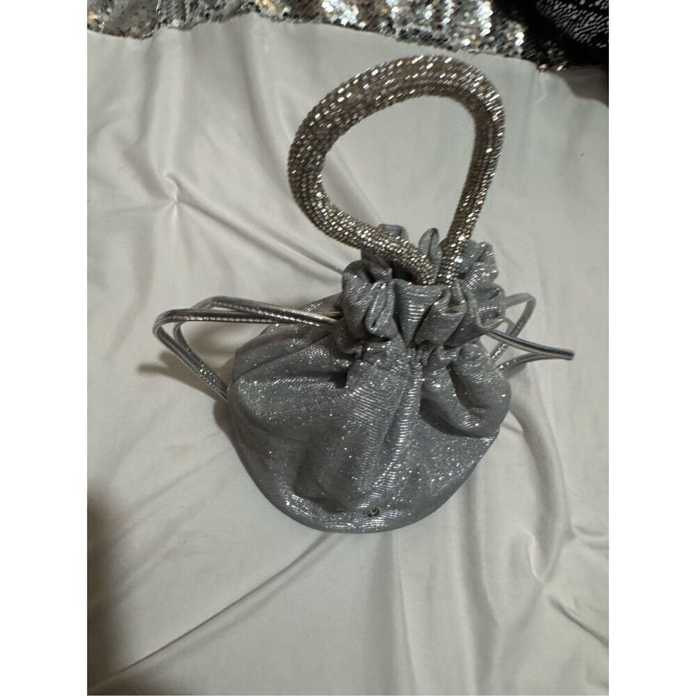 Victoria’s Secret VS glitter mini drawstring top handle bucket Bag pouch purse - Picture 5 of 8